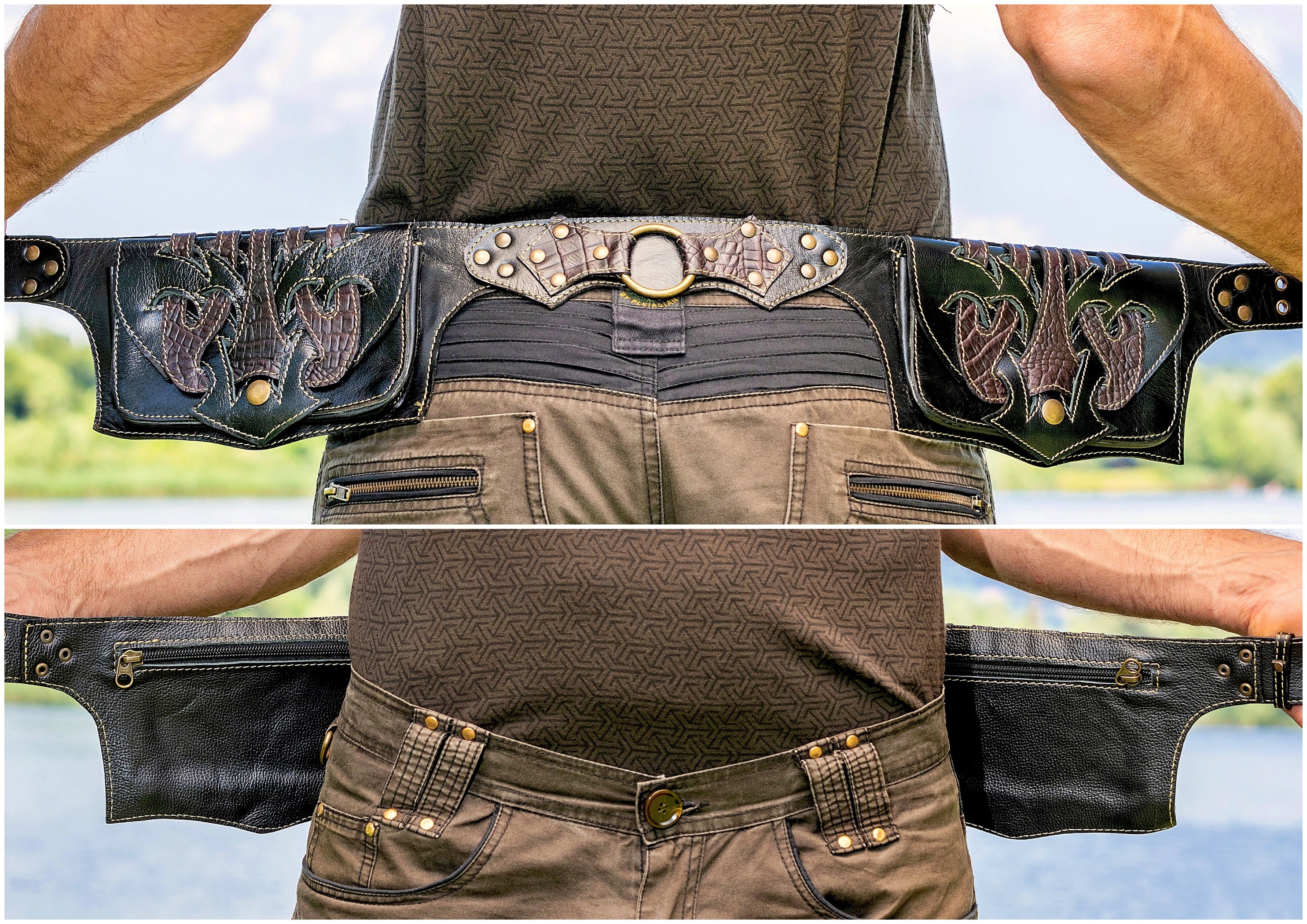 Pockets Belt ~ Leather Utility Belt ~ Festival and Travel Pockets Belt ~ Leather Utility Belt ~ Festival and Travel