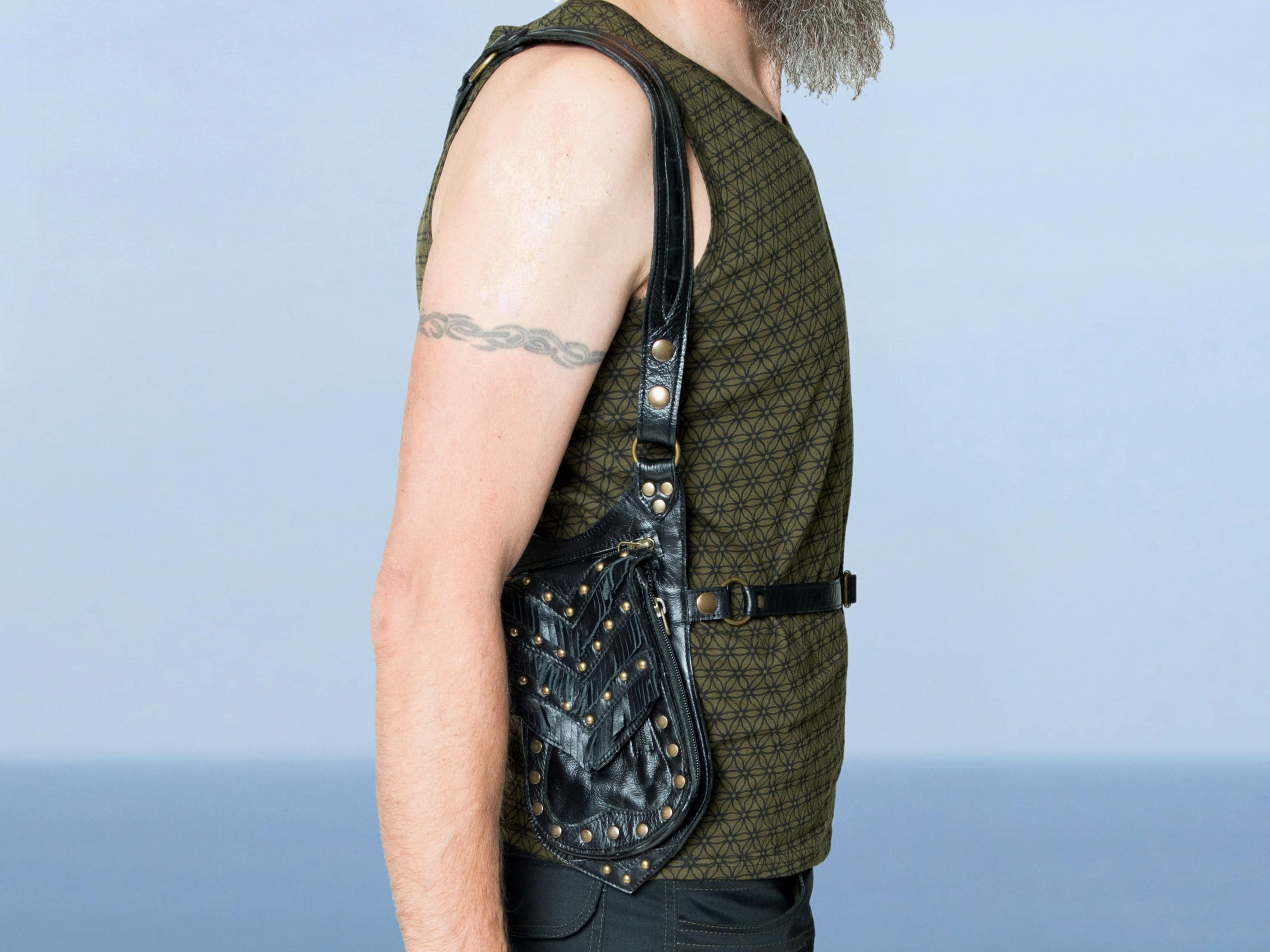 Gilet En Cuir Vintage à Franges - Marque Harmal - Taille Junior - Occasion Très Bon État