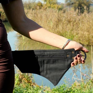 Hüfttasche Gürteltasche Taschengürtel aus Baumwolle 5 Taschen Schwarze Baumwolle Unisex Der Ailetsbelt Bild 5