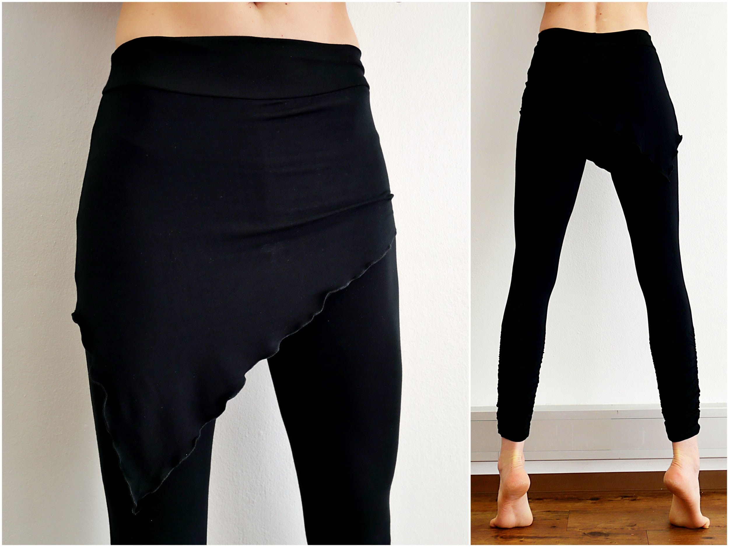 Black Leggings With Skirt, Fitted Stretch Pants, Yoga Pants With