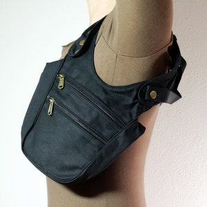 HOLSTER Veste utilitaire Sacoche d'un seul côté 5 poches Ajustable En coton noir Unisexe Le Holster Old School image 9