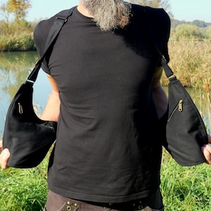 HOLSTER Sacoche d'épaules Veste utilitaire 6 poches Entièrement ajustable Du XXS au 4XL En coton noir Unisexe image 3