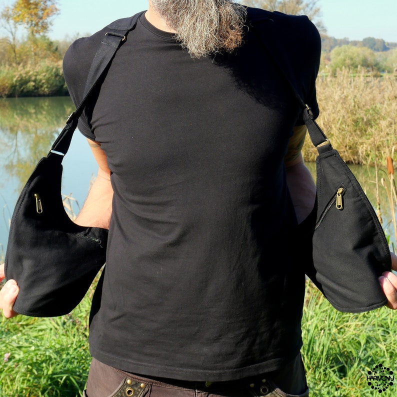 THE HOLSTER Shoulder bag Utility vest with 6 pockets Fully adjustable Black cotton Unisex image 3