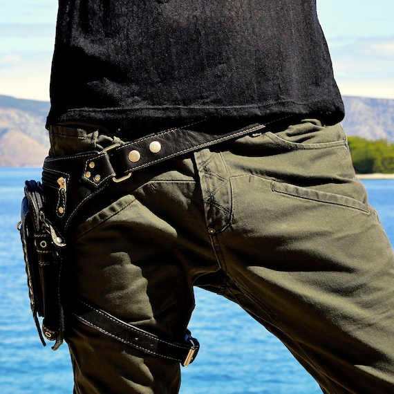 Utility Belt ~ Leather Pocket Belt ~ Sling Bag ~ 2 in One