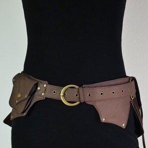 Pocket belt Utility belt Bum bag Festival and travel hip bag With 5 pockets Brown cotton Unisex The Celticbelt image 2