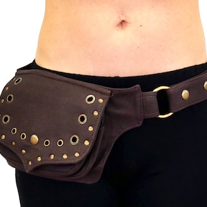 Cintura tascabile ~ Cintura portaoggetti ~ Marsupio ~ 3 tasche ~ Cotone marrone ~ Completamente regolabile ~ Unisex ~ The Bubble Belt