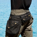 Utility belt ~ Fanny pack with 7 pockets ~ For festivals, travels and urban life ~ Black cotton ~ The Nebulabelt product logo