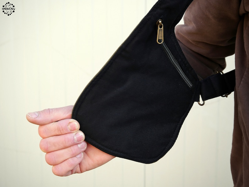 THE HOLSTER Bolso de hombro Chaleco utilitario con 6 bolsillos Totalmente ajustable Algodón negro Unisex imagen 8