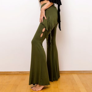 Bell bottom pants ~ Skirted flare leggings ~ With sexy cut-out ~ Super soft and stretch ~ Green ~ The Boho pants