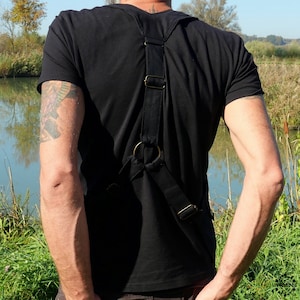 THE HOLSTER Bolso de hombro Chaleco utilitario con 6 bolsillos Totalmente ajustable Algodón negro Unisex imagen 6
