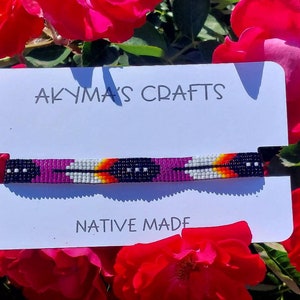 Purple Native Feather Bracelet,Loom Beaded with Miyuki Beads