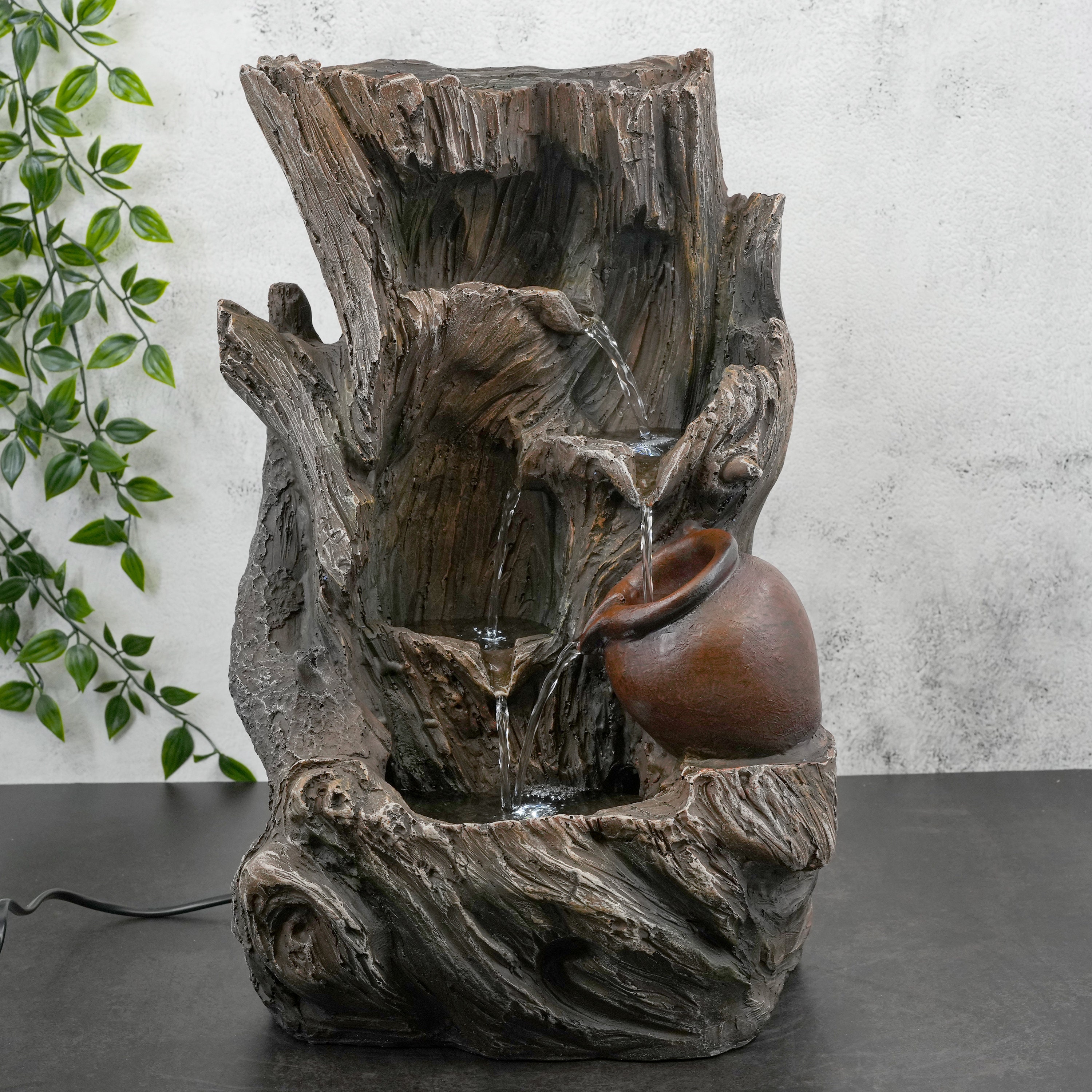 Tree Log Water Fountain With Pots and LED Lights for Indoor Etsy UK