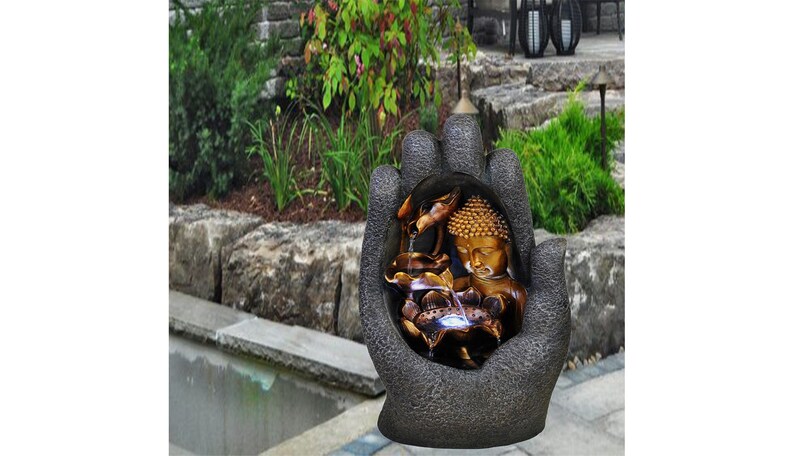 Hand Indoor Outdoor Polyresin Water Fountain Led Lights Garden Statues Decor
