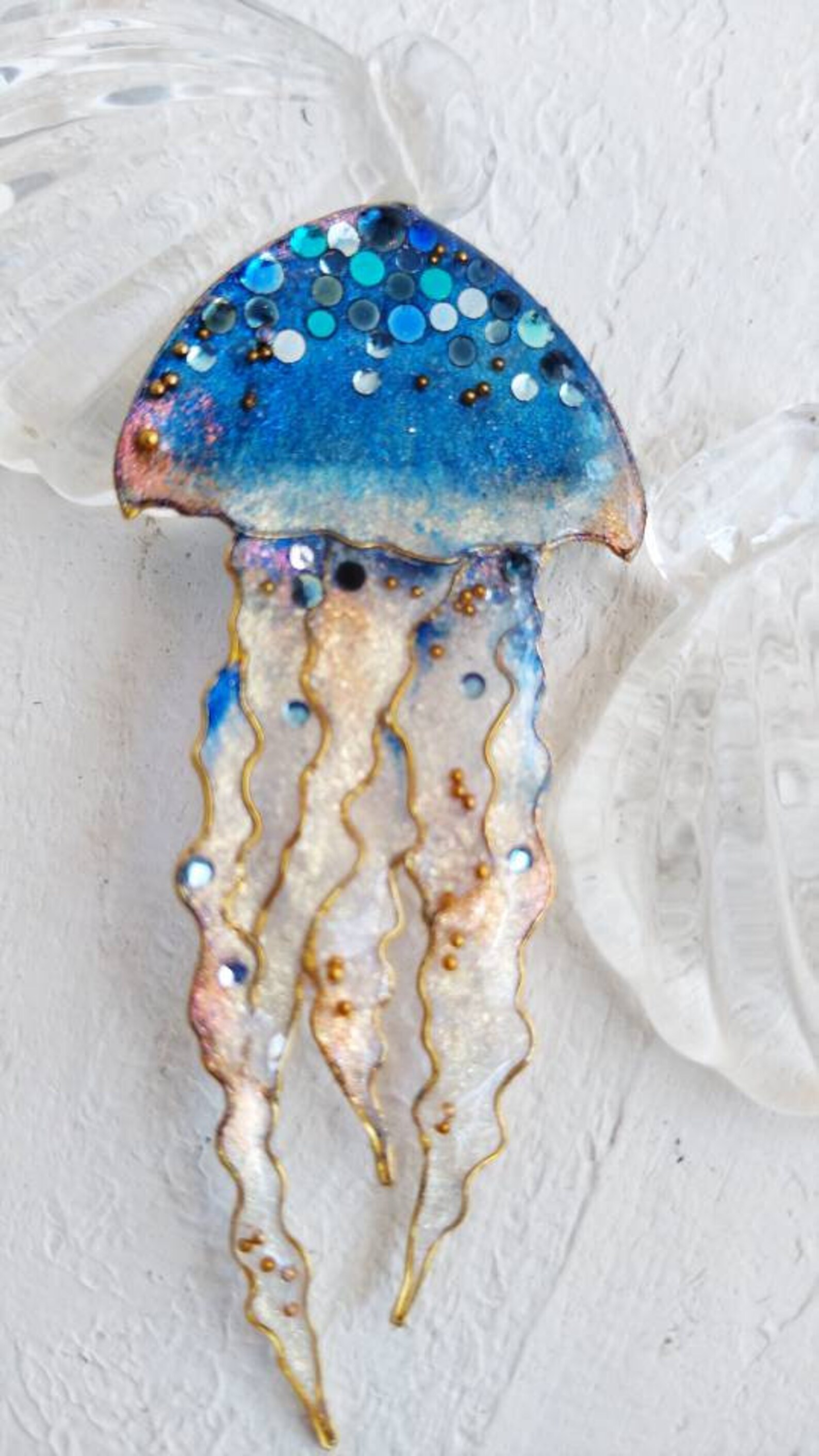 Medusa Jellyfish Standing brooch Enamel pin Statement piece Etsy