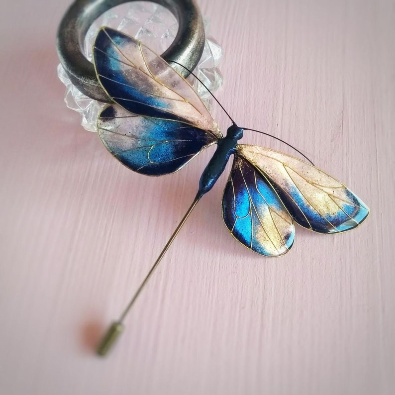 Japanese Kanzashi Brooch Black Butterfly Stick