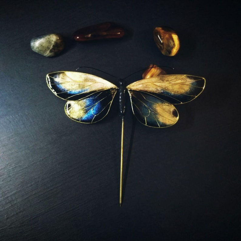 Japanese Kanzashi Brooch Black Butterfly Stick