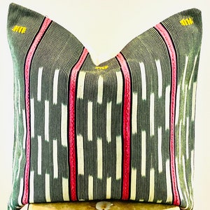 Authentic African Baoule’ Throw Pillow case/  Blue and Pink Throw decorative pillow case, African Pillow Throw Case, Bohemian Throw Case