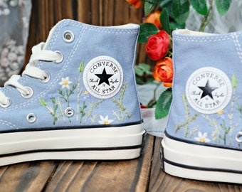 embroidery Converse /Wedding Flowers Embroidered Shoes/Bridal Flowers Embroidered Sneakers/Wedding Flowers Embroidered Sneakers