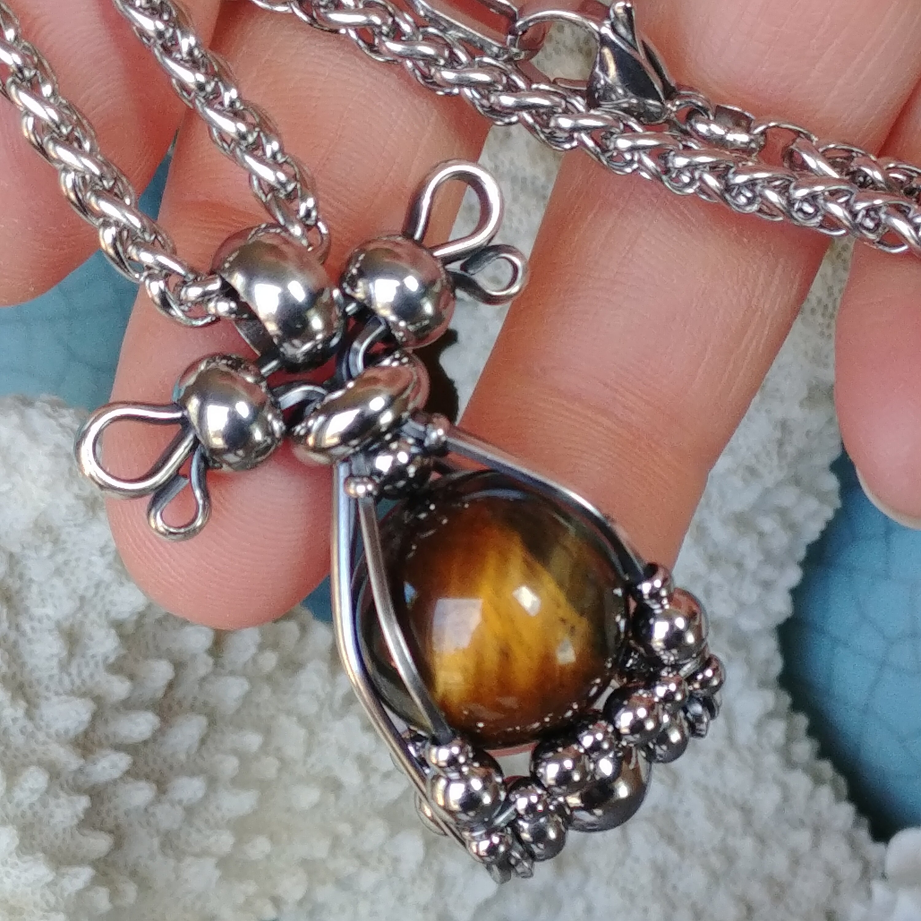 Hawk Chain TSAYHA* HAWK Eye Sterling Silver & Steel Pendant Necklace, Hawk Eye ...