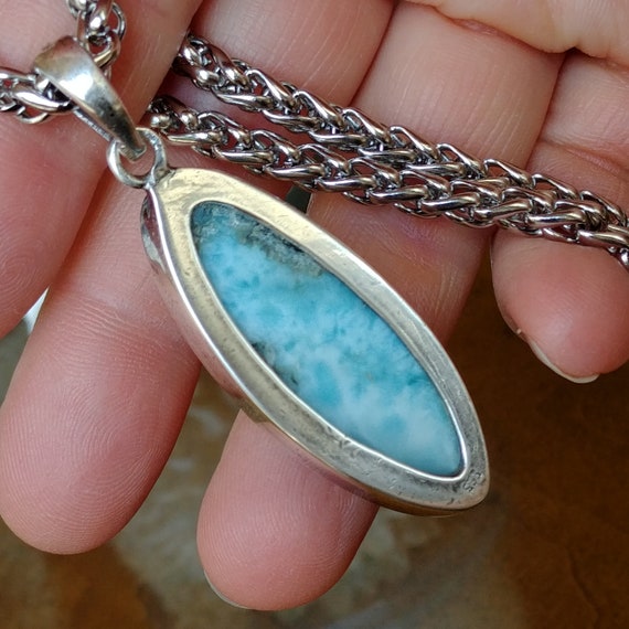 Sterling Silver Larimar Dolphin Teardrop Necklace Sterling Silver Larimar Dolphin Teardrop Necklace