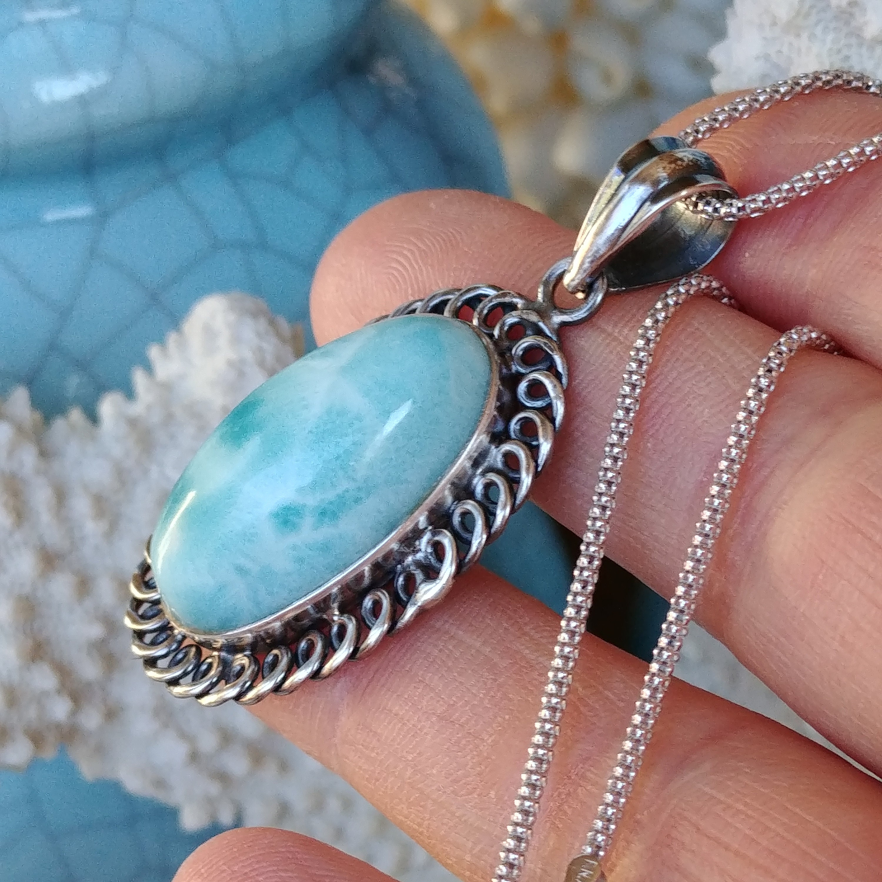 Larimar stone best sale necklace