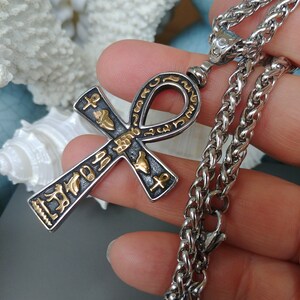 Stainless Steel Egyptian Ankh Cross Earrings – Silver Color Hieroglyph Crux Ansata Ear Charms, Symbolic Jewelry For Men & Women