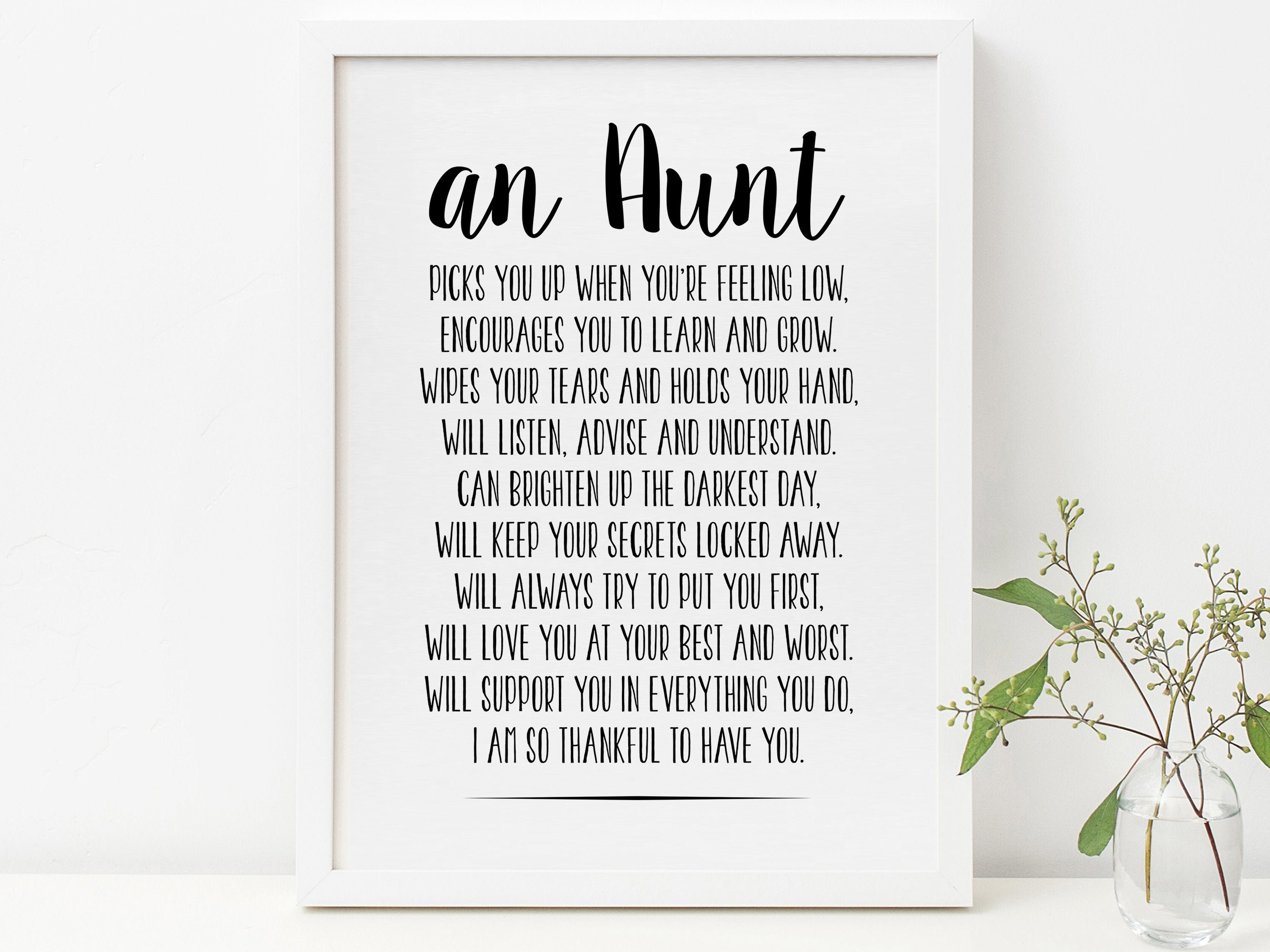 I Love You Aunt Quotes Aunt Quote Aunt Card Instant Download Art Aunt Quote Print | Etsy Sweden
