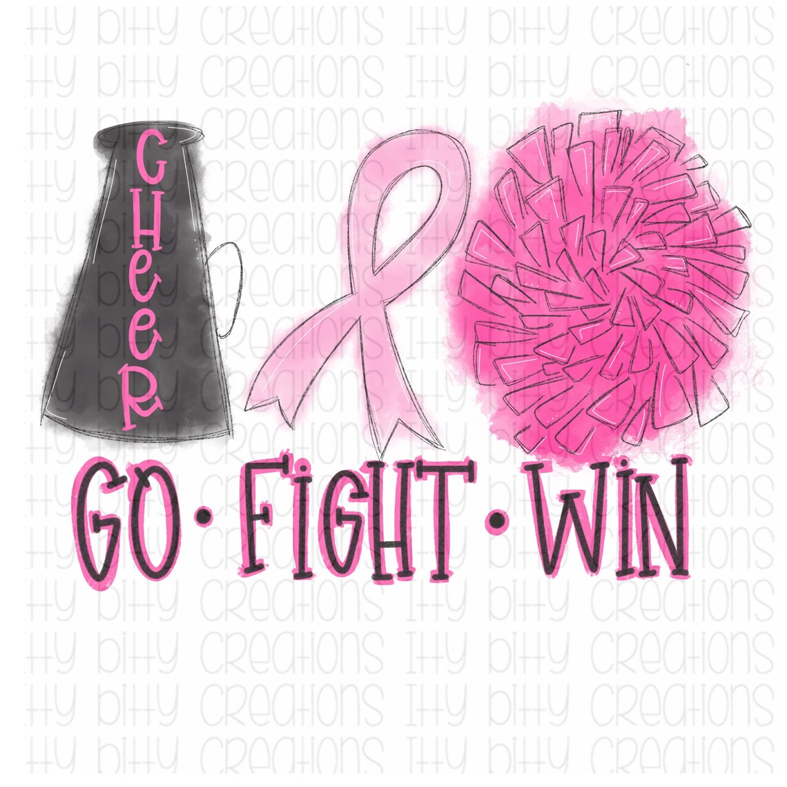 Cheer Breast Cancer Awarenesspom Pom Ribbon Pink Pink Etsy