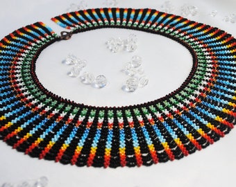 Rainbow Huichol Necklace Beaded Necklace for women Colorful Lgbt necklace Gift for mum