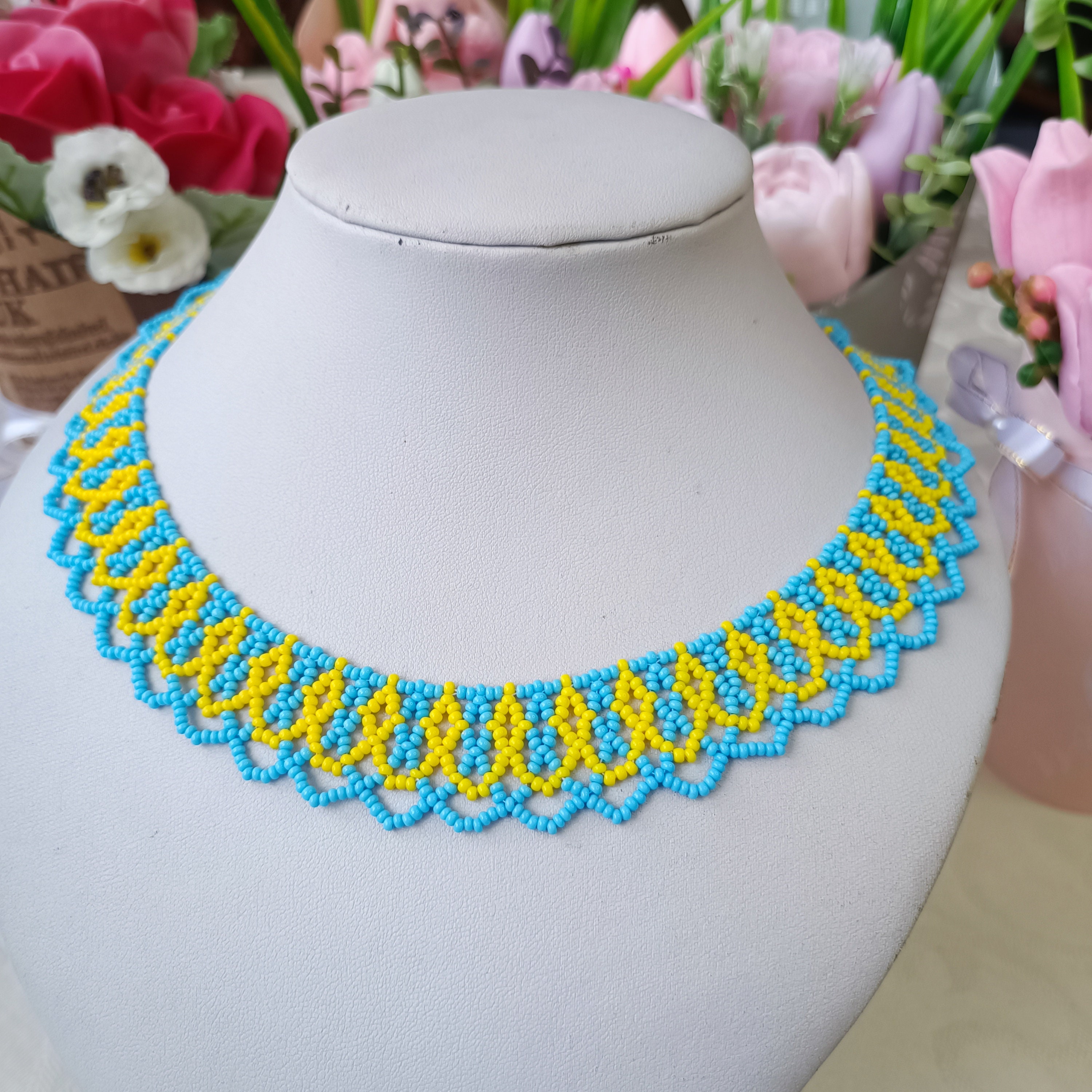 Blue Yellow Patriotic Ukraine Necklace Ukrainian Flag Necklace Etsy