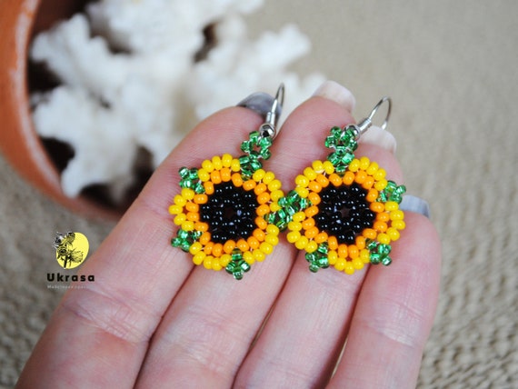 Sunflower cheap beaded earrings