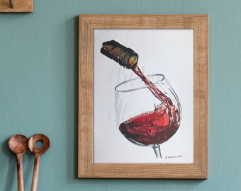 Red Wine Illustration Print