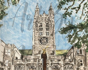 Boston College Gasson Hall Illustration Art Print- Summer or Fall/Winter! ~Custom Text Available~