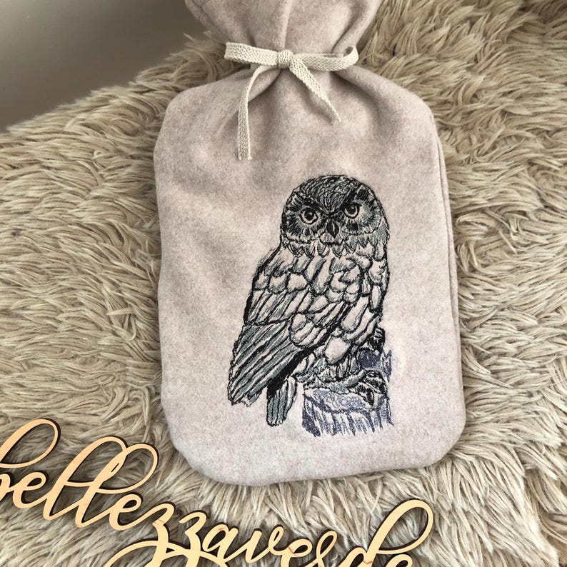 Beautiful Hot Water Bottle Cover Made of Embroidered Wool Fabric