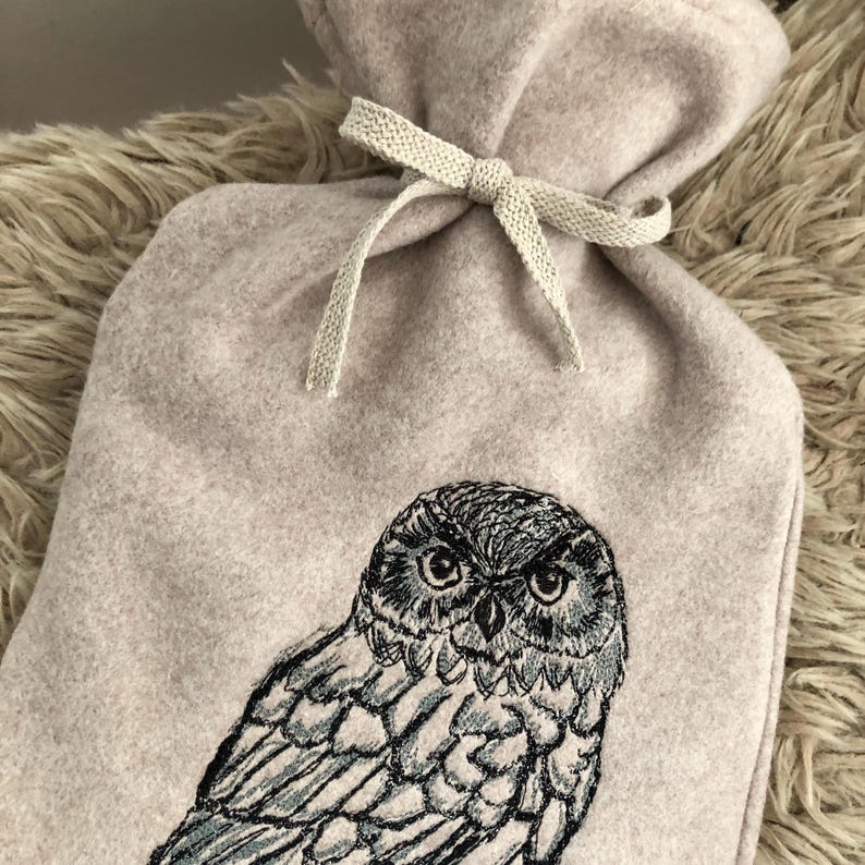 Beautiful Hot Water Bottle Cover Made of Embroidered Wool Fabric