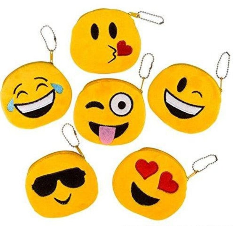 Emoji Coin Purse Pack of 5 Kids Emoticon Plush Coin Purse Etsy