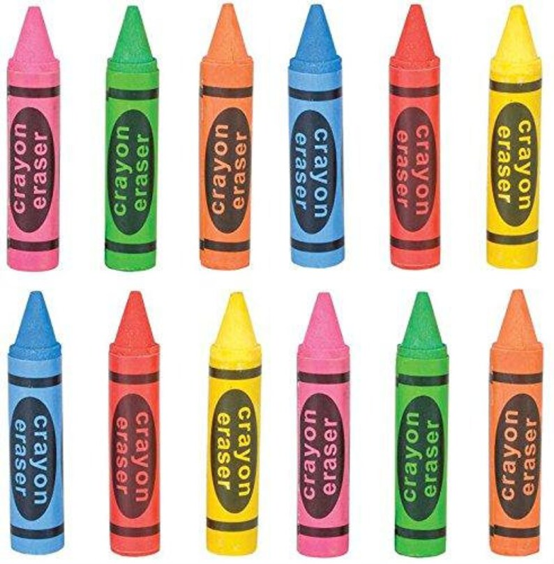Big Crayon Shaped Erasers Pack of 36 Etsy