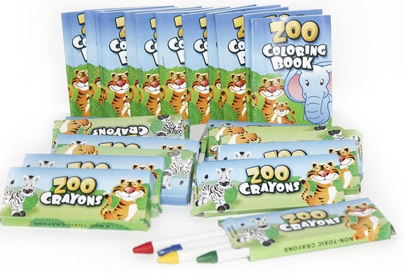 Download Mini Zoo Coloring Book And Crayon Set Pack Of 12 Etsy
