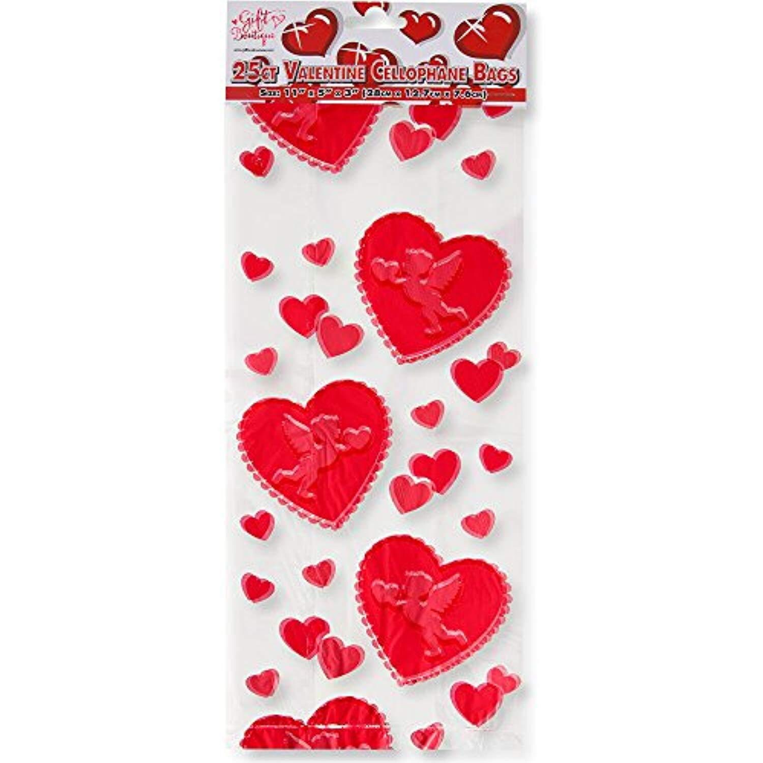 Valentines Day Heart Print Cellophane Bags 100 Pieces Etsy
