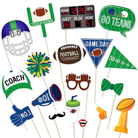 Super Bowl Football Photo Booth Props Set of 18 Etsy