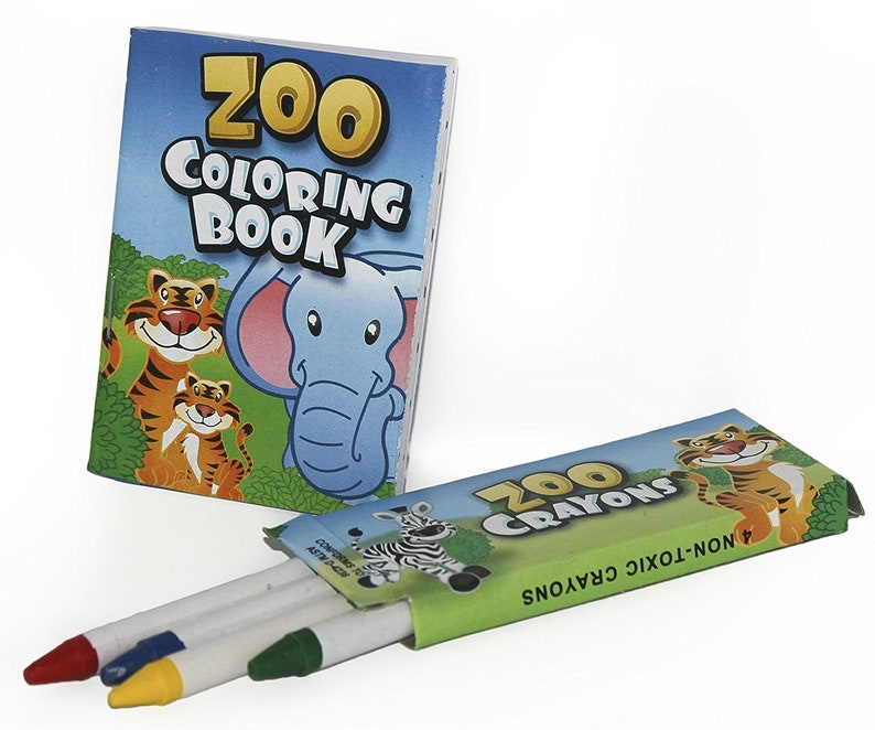 Download Mini Zoo Coloring Book and Crayon Set Pack of 12 | Etsy
