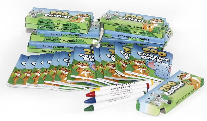 Download Mini Zoo Coloring Book and Crayon Set Pack of 12 | Etsy