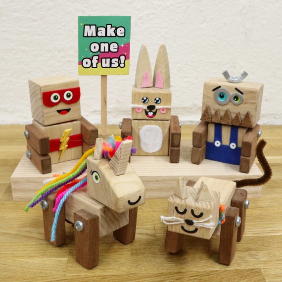 Mini Maker Wood Craft Kit: Build Your Own Character - Eco-Friendly Gift