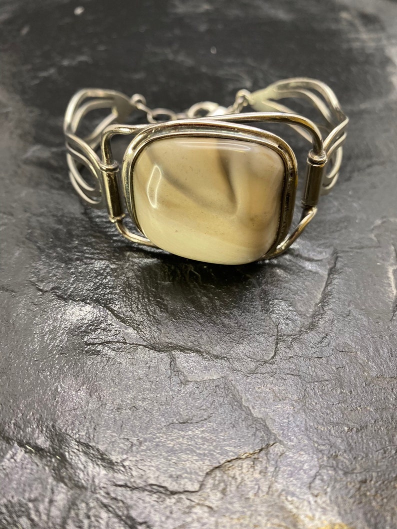 Agate Cuff Bracelet Silver Metal Cuff Boho Jewellery Gypsy Cuff Bracelet Tribal Mens Women/'s Jewellery Adjustable Bangle Unisex