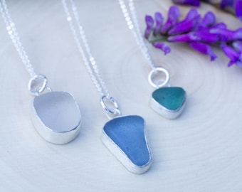 Sea Glass Necklace | Sea Glass and Sterling Silver Bezel | Seaham Sea Glass Jewelry