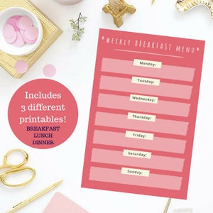 Weekly Meal Plan Printable / Meal Plan Download / Daily Meal Plan Download / Breakfast Lunch Dinner Printable / INSTANT DOWNLOAD