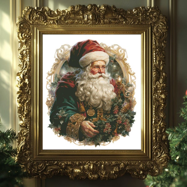 Schema per punto croce "Biglietto di auguri di Babbo Natale in stile vittoriano" in formato PDF DMC, compatibile con Pattern Keeper, download immediato