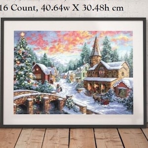 PDF "Holiday Village" Cross Stitch Pattern DMC 53 Colors