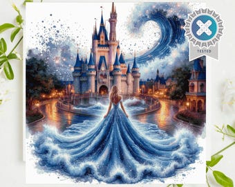 PDF "Princess Wave" Cross Stitch Pattern DMC, Pattern Keeper Compatible, Instant Download, Castle Embroidery, Fantasy Cross Stitch