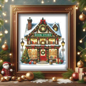 PDF &quot;Christmas Book Store&quot; Cross Stitch Pattern DMC, Pattern Keeper Compatible, Instant Download